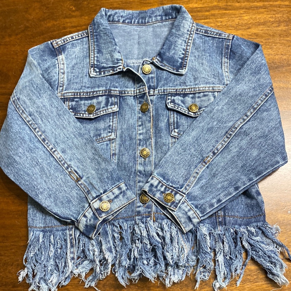 Girls Denim fringed jacket